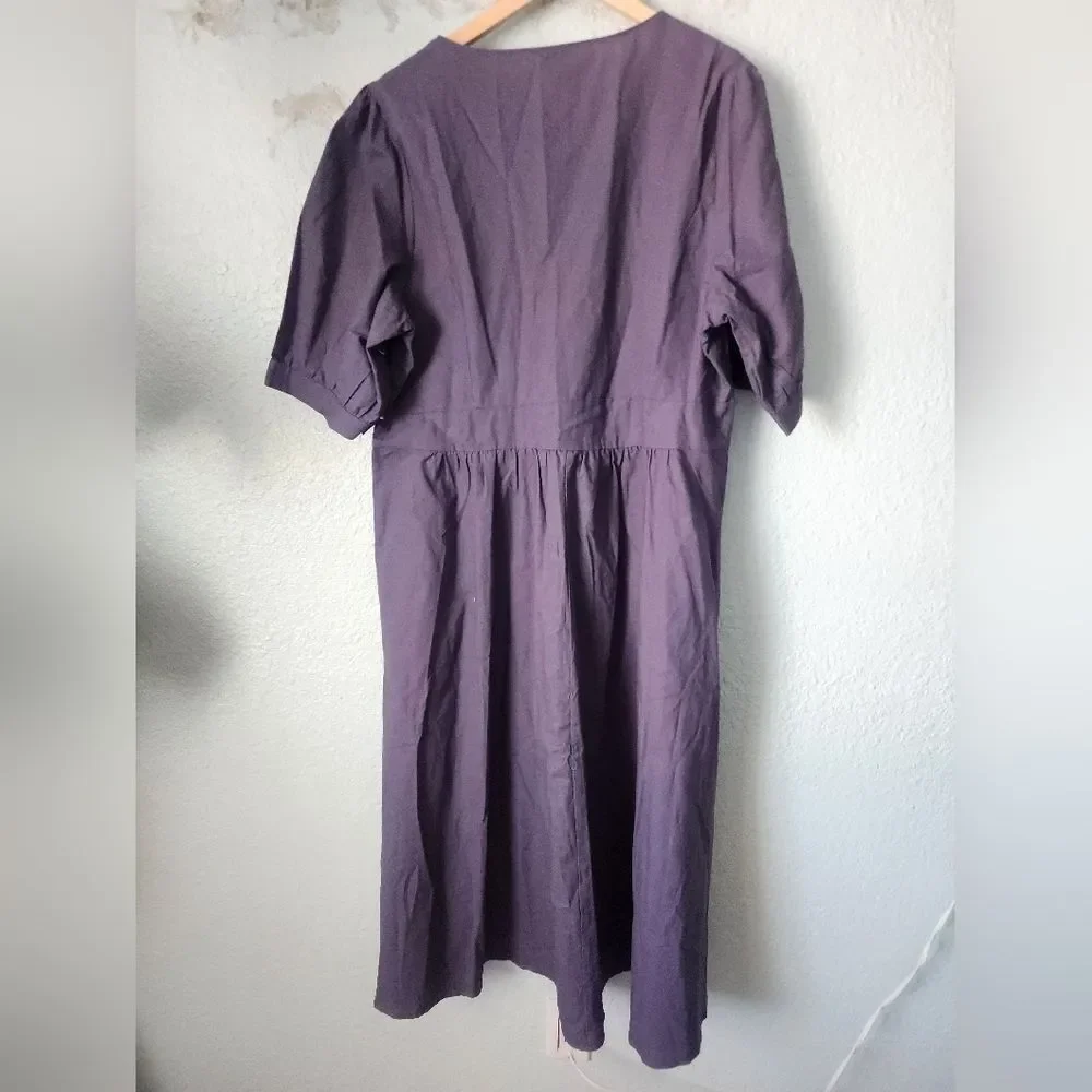 City Chic Sunset Stroll Dusty Lilac Midi Dress with Button Detail - Picture 7 of 16